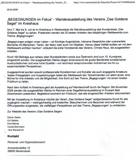 Goldenes Segel Pressespiegel Goldenes Segel Pressespiegel